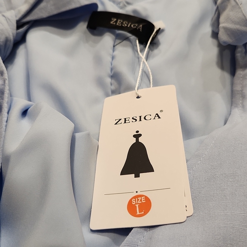 Zesica- Light Blue Tiered Dress with Bow Shoulder Straps. NWT! Size L - Picture 3 of 3